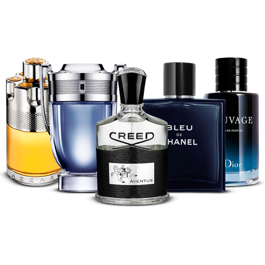 Kombinace 5 pánských parfémů – Azzaro Wanted, Invictus, Creed Aventus, Bleu de Chanel a Sauvage [každý 100 ml]