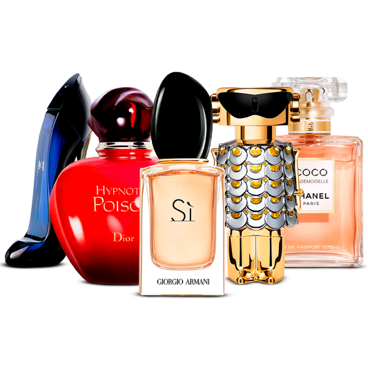 Kombinace 5 dámských parfémů – Good Girl, Hypnotic Poison, Sì, Fame a Coco Mademoiselle [každý 100 ml]